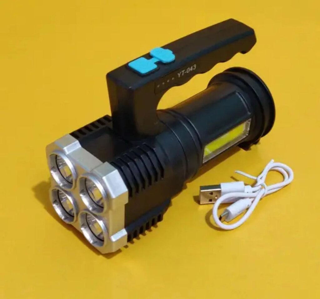 Ручний ліхтар на акумуляторі YT-043, USB заряджання від компанії K V I T K A - фото 1