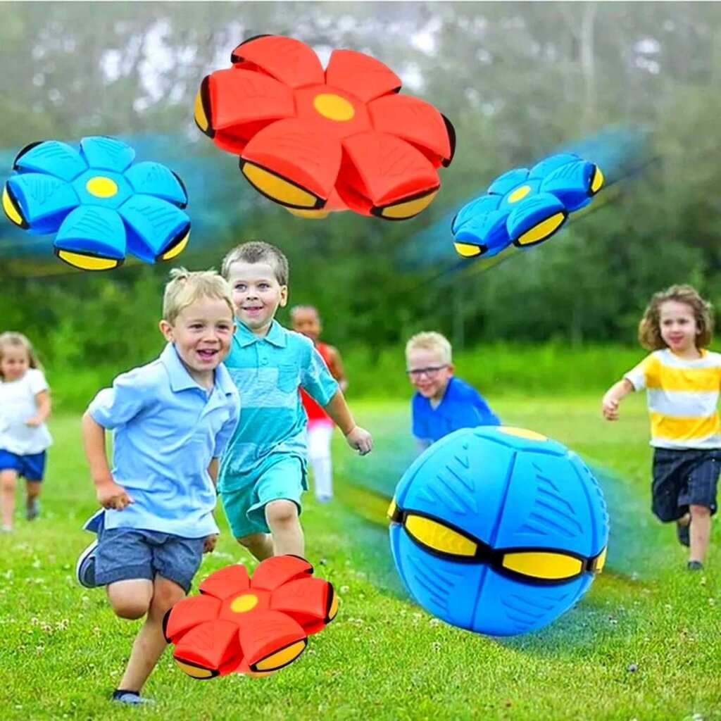 Складаний ігровий м'яч-трансформер Flat Ball Disc синій і червоний від компанії K V I T K A - фото 1