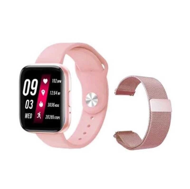 Смарт-годинник T99s рожевий + магнітний ремінець у подарунок! OLX доставка! від компанії K V I T K A - фото 1