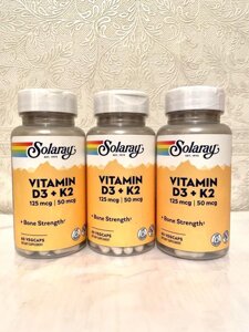 Вітамін D3 + K2 (вітамін д) Solaray iherb