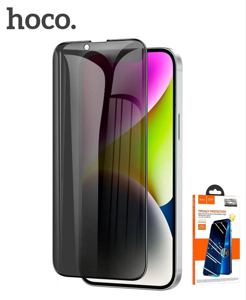 Захисне скло антишпигун Hoco 13 14 PRO MAX iphone 0.3mm чохол magsa від компанії K V I T K A - фото 1