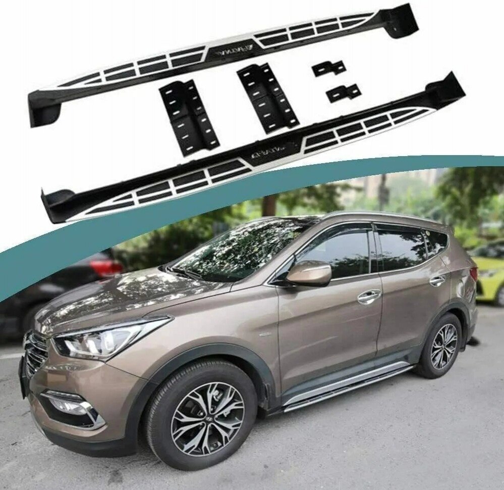 Бічні пороги OEM (2 шт.) для Hyundai Santa Fe 3 2012-2018 від компанії AUTOAS - фото 1