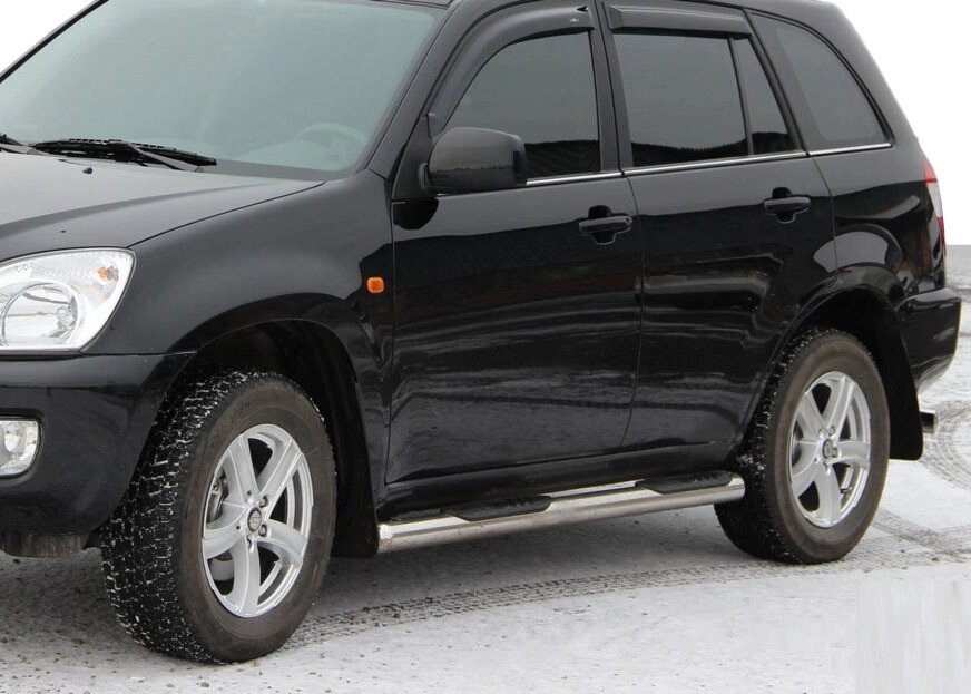 Бічні труби (2 шт., нерж.) Ø60 без пластикових вставок для Chery Tiggo I 2005-2014рр. від компанії AUTOAS - фото 1