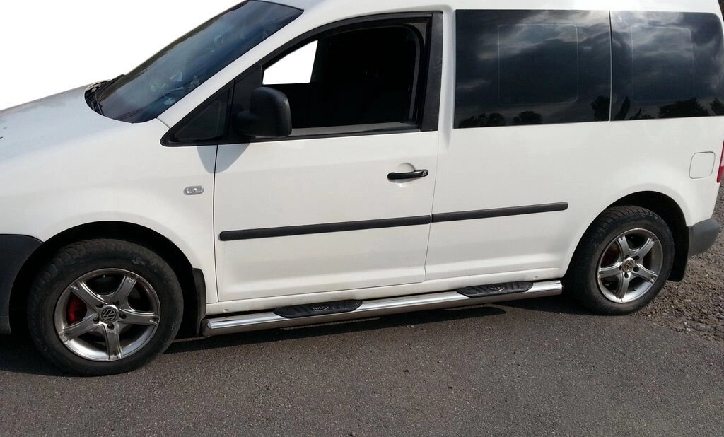 Бічні труби (2 шт., нерж) 60 мм, Maxi база для Volkswagen Caddy 2004-2010 рр. від компанії AUTOAS - фото 1