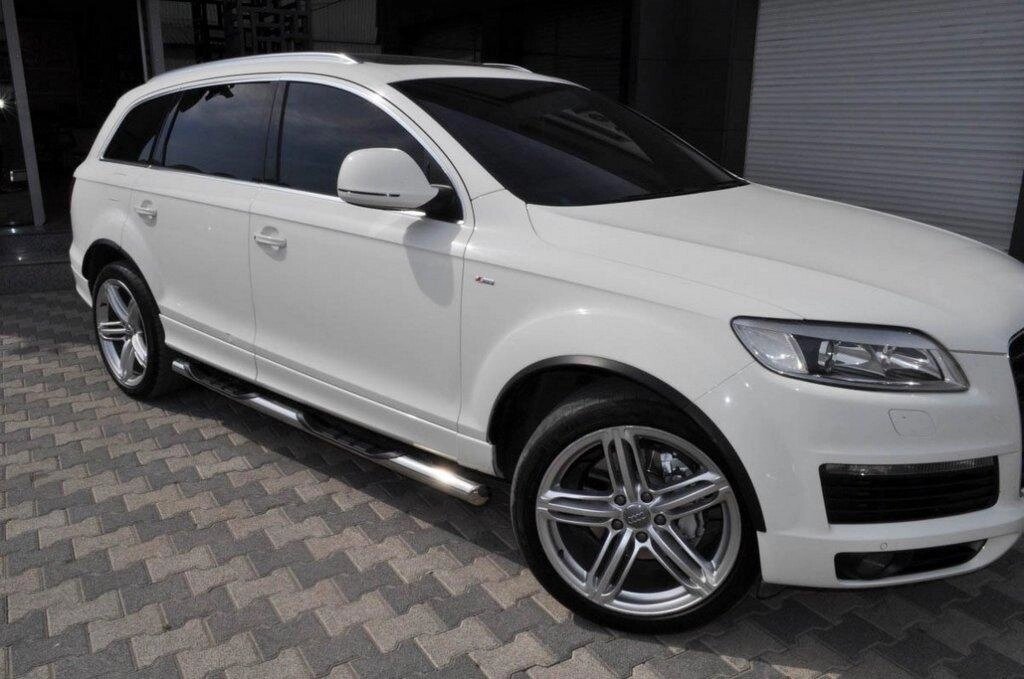 Бічні труби (2 шт., нерж.) d60 без пластикових вставок для Audi Q7 2005-2015 рр. від компанії AUTOAS - фото 1