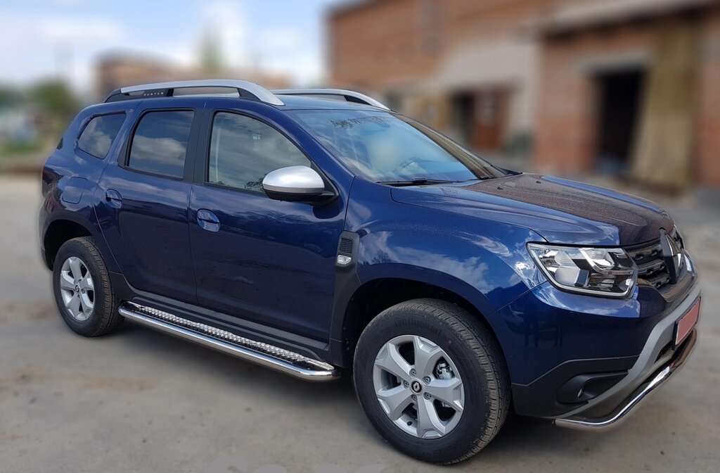 Бічний захист пороги майданчик Renault Duster 2010-2018 2018+ кенгурятник захист бампера дуги пороги від компанії AUTOAS - фото 1