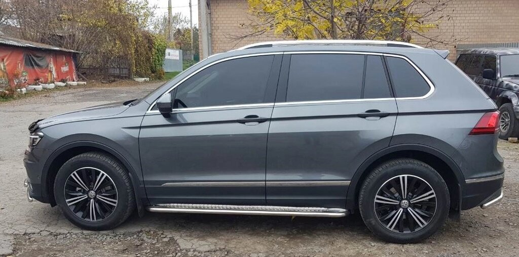 Бічний захист пороги майданчик Volkswagen Tiguan 2015+ кенгурятник захист задня дуги пороги від компанії AUTOAS - фото 1