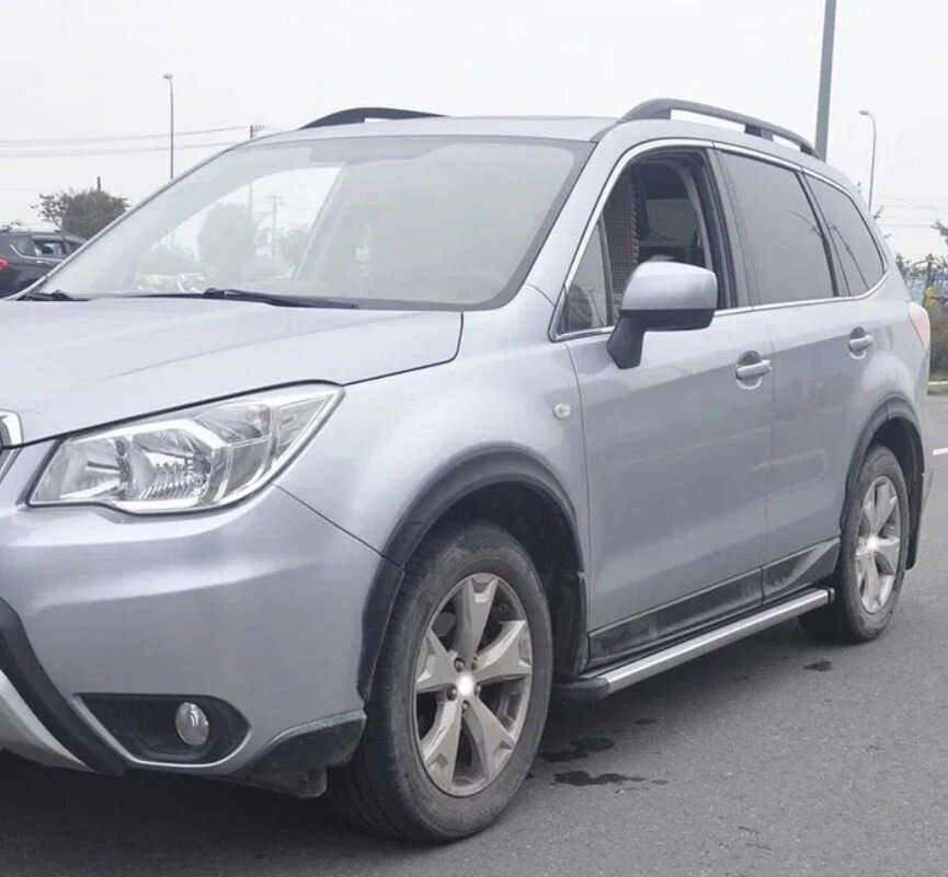 Бічний захист пороги профільні Subaru Forester 2012+ кенгурятник захист бампера дуги пороги від компанії AUTOAS - фото 1