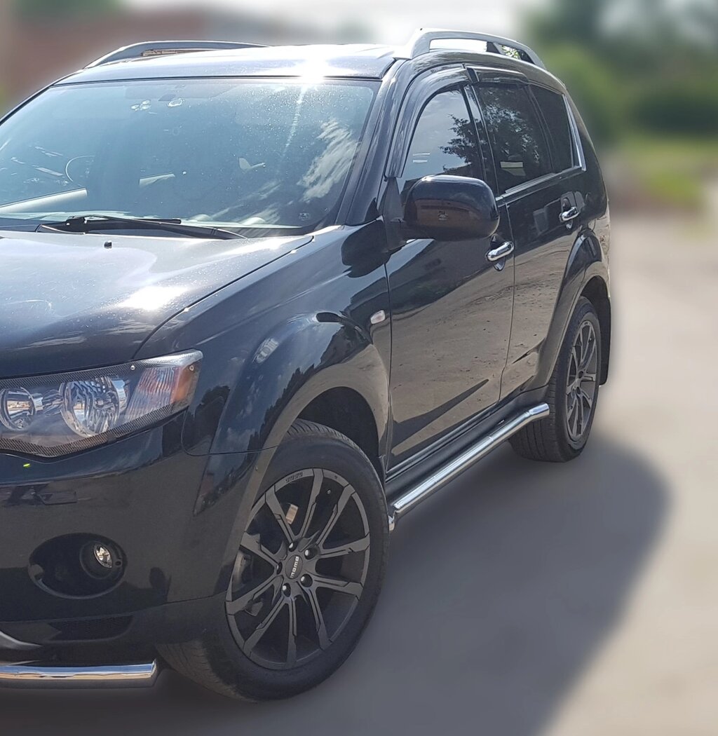 Бічний захист пороги труби Mitsubishi Outlander 03-06 07-11 12-14 14-16 16+ Кенгурятник дуги пороги від компанії AUTOAS - фото 1