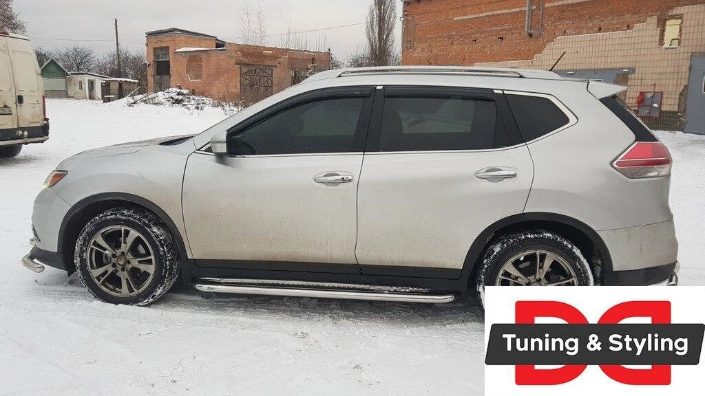 Бокові пороги Premium (2 шт., нерж.) Ø60 для Nissan X-trail T32 / Rogue 2014 мм. від компанії AUTOAS - фото 1