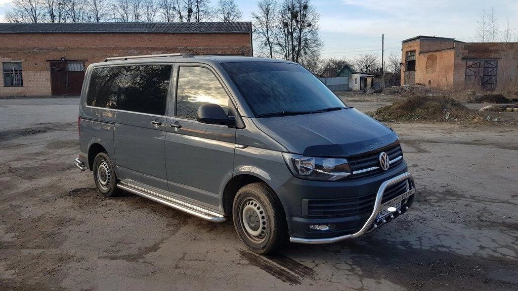 Бокові пороги Premium (2 шт., нерж) 60 мм, довга база для Volkswagen T6 2015, 2019 мм. від компанії AUTOAS - фото 1