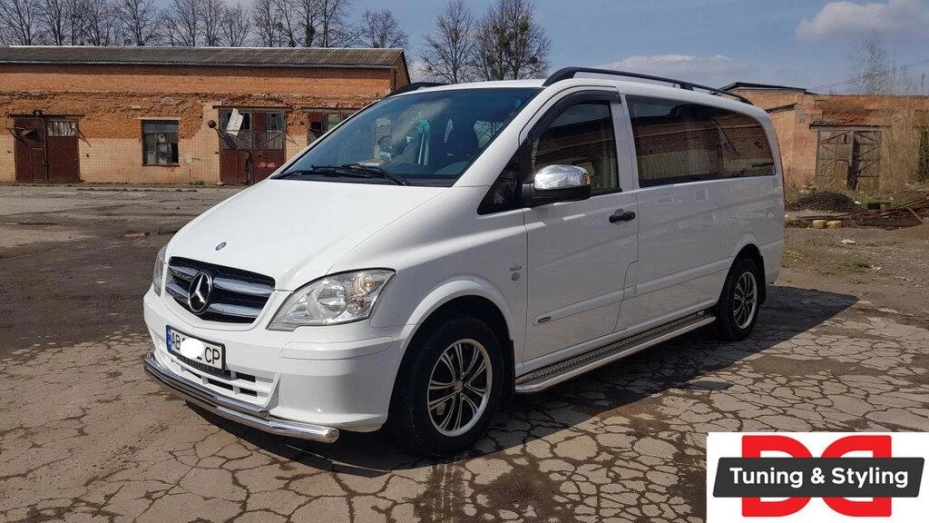 Бокові пороги Premium (2 шт., нерж.) d51, Коротка/Середня база для Mercedes Vito W639 2004-2015рр. від компанії AUTOAS - фото 1