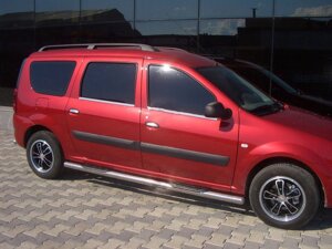 Бічні труби (2 шт., нерж.) 60 мм, голі труби для Dacia Logan MCV 2004-2014 рр.