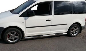 Бічні труби (2 шт., нерж) 60 мм, Maxi база для Volkswagen Caddy 2004-2010 рр.