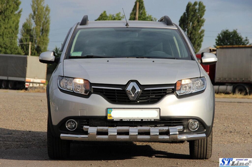 Кенгурник Renault Sandero Stepway (2012-) /ус подвійний SHARK від компанії AUTOAS - фото 1