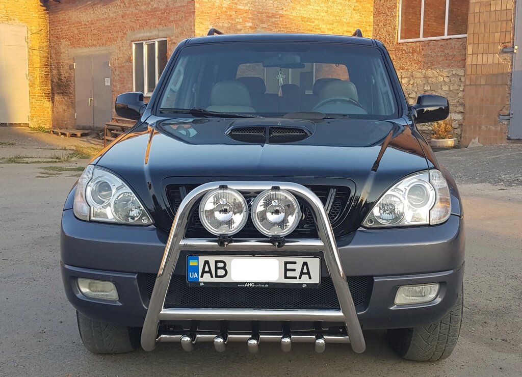 Кенгурятник високий з двома перемичками і грилем для Hyundai Terracan 2001-2007 від компанії AUTOAS - фото 1