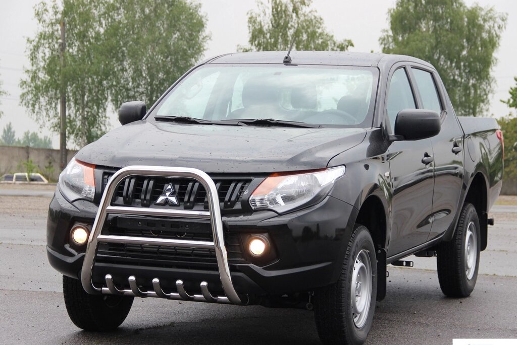 Кенгурятник високий з двома перемичками і грилем для Mitsubishi L 200 96-06 07-10 10-15 15+ від компанії AUTOAS - фото 1