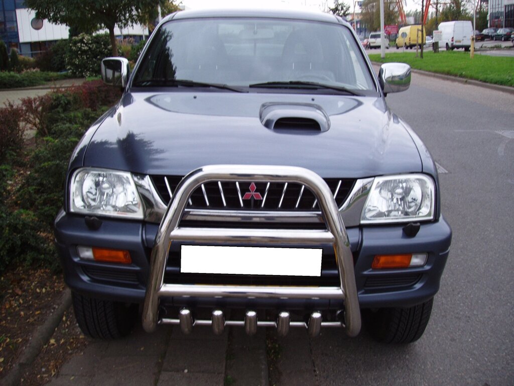 Кенгурятник високий з двома перемичками і грилем для Mitsubishi L 200 96-06 07-10 10-15 15+ від компанії AUTOAS - фото 1