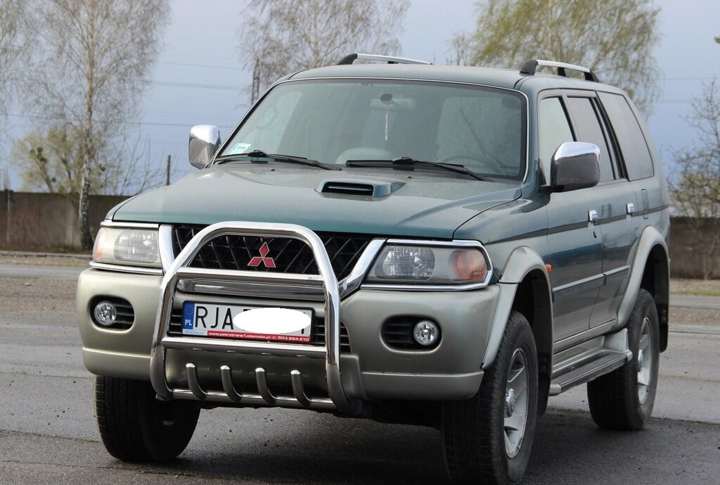 Кенгурятник високий з двома перемичками і грилем для Mitsubishi Pajero Sport 1996-2008 від компанії AUTOAS - фото 1