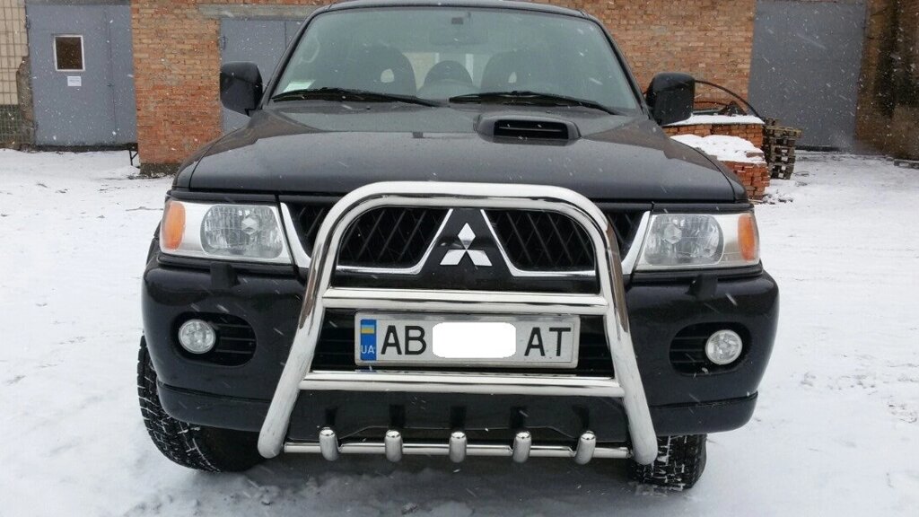 Кенгурятник високий з двома перемичками і грилем для Mitsubishi Pajero Sport 1996-2008 від компанії AUTOAS - фото 1