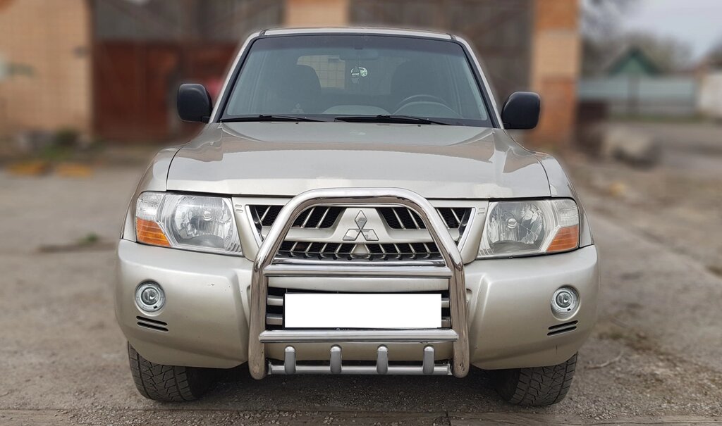 Кенгурятник високий з двома перемичками і грилем для Mitsubishi Pajero Wagon III 2000-2006 від компанії AUTOAS - фото 1