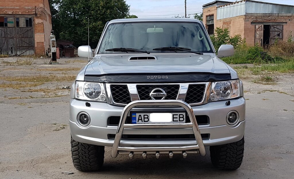 Кенгурятник високий з двома перемичками і грилем для Nissan Patrol 1997-2013 від компанії AUTOAS - фото 1