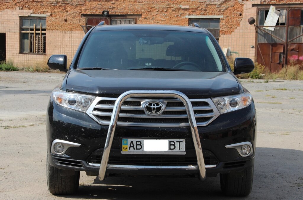 Кенгурятник високий з двома перемичками і грилем для Toyota Highlander 2010-2013 від компанії AUTOAS - фото 1