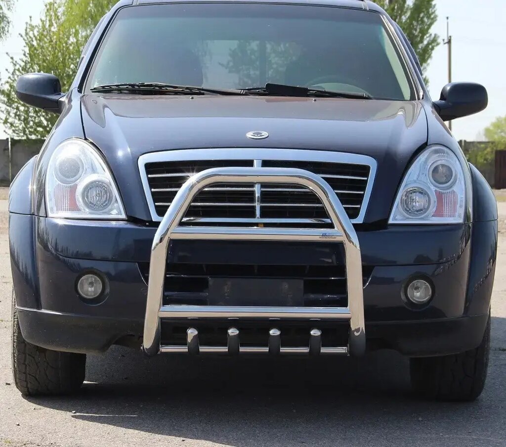 Кенгурятник високий з двома перемичками і грилем Ssang Yong Rexton (06-12) від компанії AUTOAS - фото 1