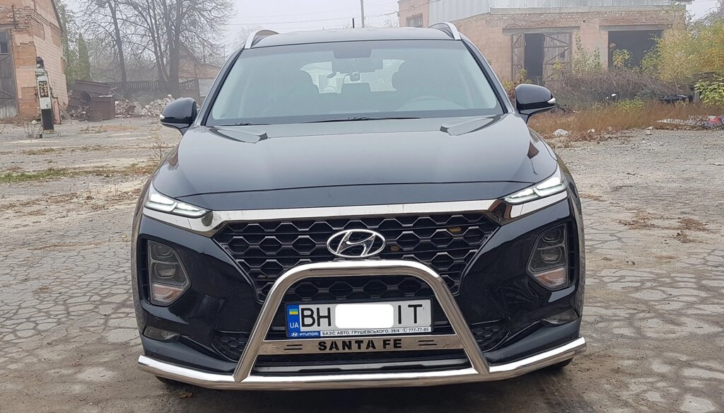 Кенгурятник + ВУС для Hyundai Santa Fe 2018+ захист бампера дуги пороги від компанії AUTOAS - фото 1