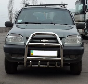 Кенгурятник високий з двома перемичками і грилем Chevrolet Niva (2010+