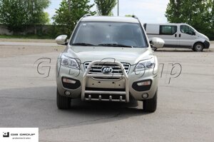 Кенгурятник високий з двома перемичками і грилем Lifan X60 (13+