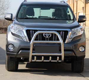 Кенгурятник високий з двома перемичками і грилем Toyota Land Cruiser Prado 150 (17+