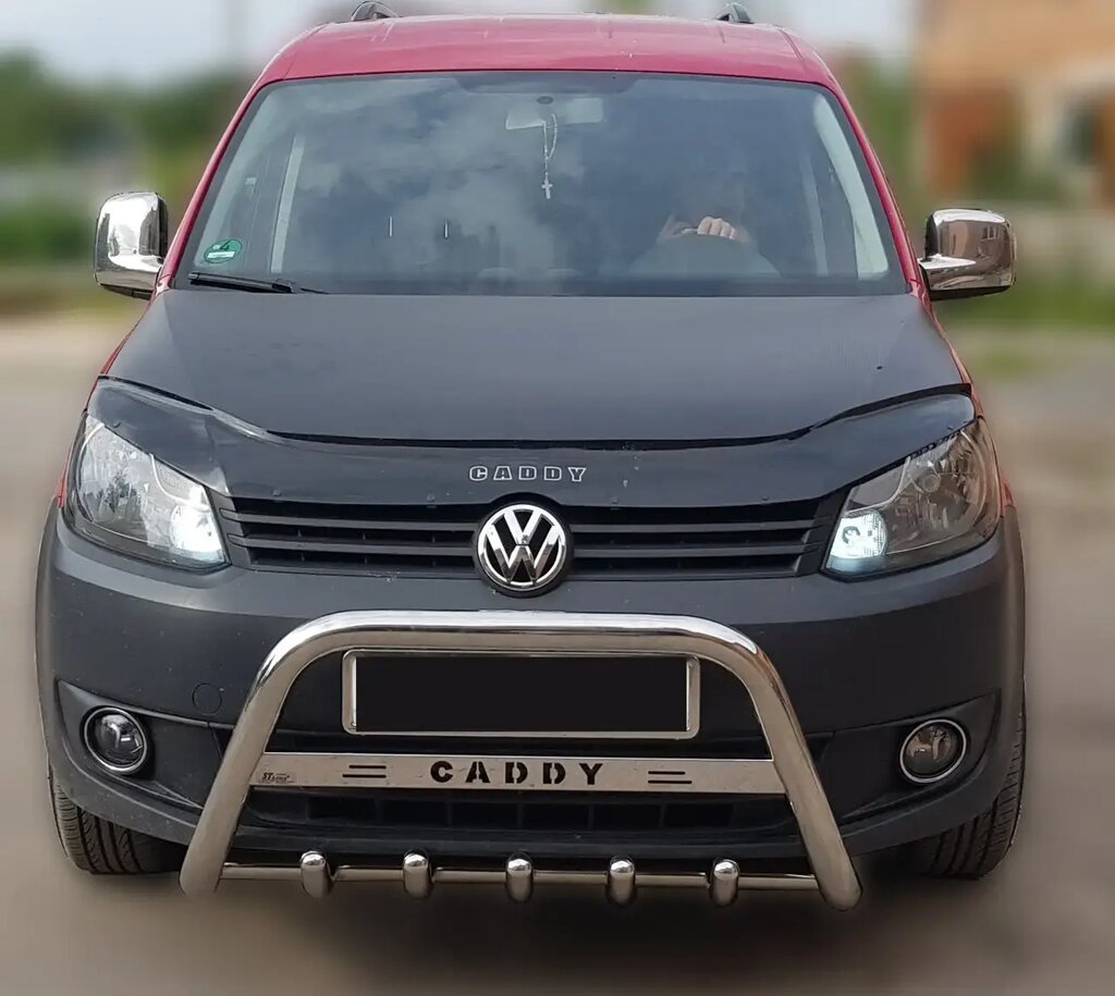 Кенгурятник WT003-4 (нерж) 60 мм, з написом для Volkswagen Caddy 2015-2020 рр. від компанії AUTOAS - фото 1