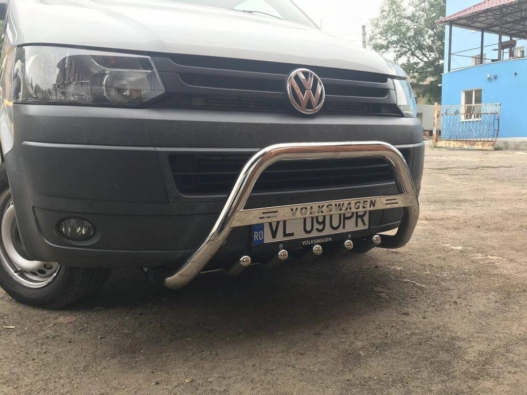 Кенгурятник WT003-4 (нерж) 60 мм, з написом для Volkswagen T6 2015, 2019 мм. від компанії AUTOAS - фото 1