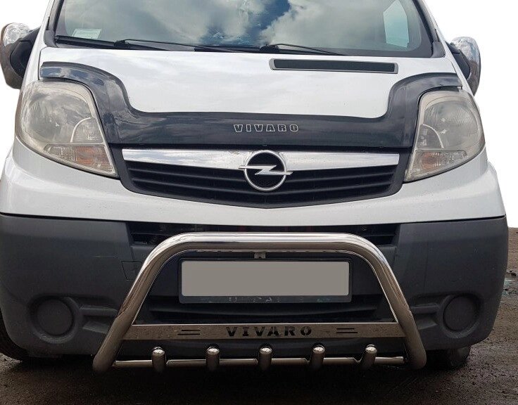 Кенгурятник WT003-4 (нерж.) З написом для Opel Vivaro 2001-2015 рр. від компанії AUTOAS - фото 1