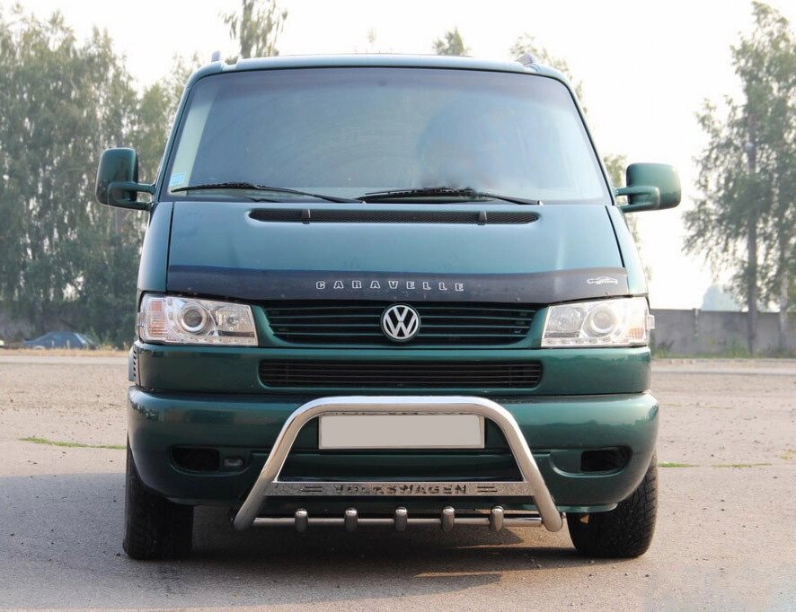 Кенгурятник WT003 60мм (нерж) 60мм, з написом для Volkswagen T4 Transporter від компанії AUTOAS - фото 1