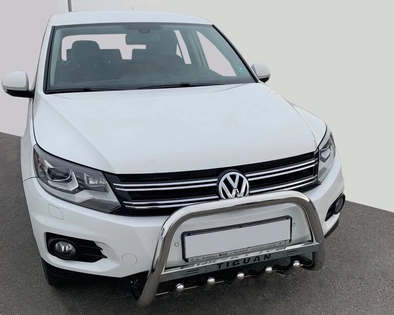 Кенгурятник WT003 (нерж) 60 мм, з написом для Volkswagen Tiguan 2007-2016 рр. від компанії AUTOAS - фото 1