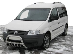 Кенгурятник WT003 (нерж) 60мм, з написом для Volkswagen Caddy 2004-2010 рр.