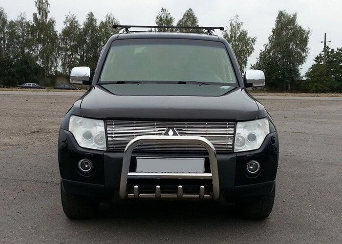 Кенгурятник з перемичкою і грилем QT006 (нерж.) 60 мм для Mitsubishi Pajero Wagon III від компанії AUTOAS - фото 1