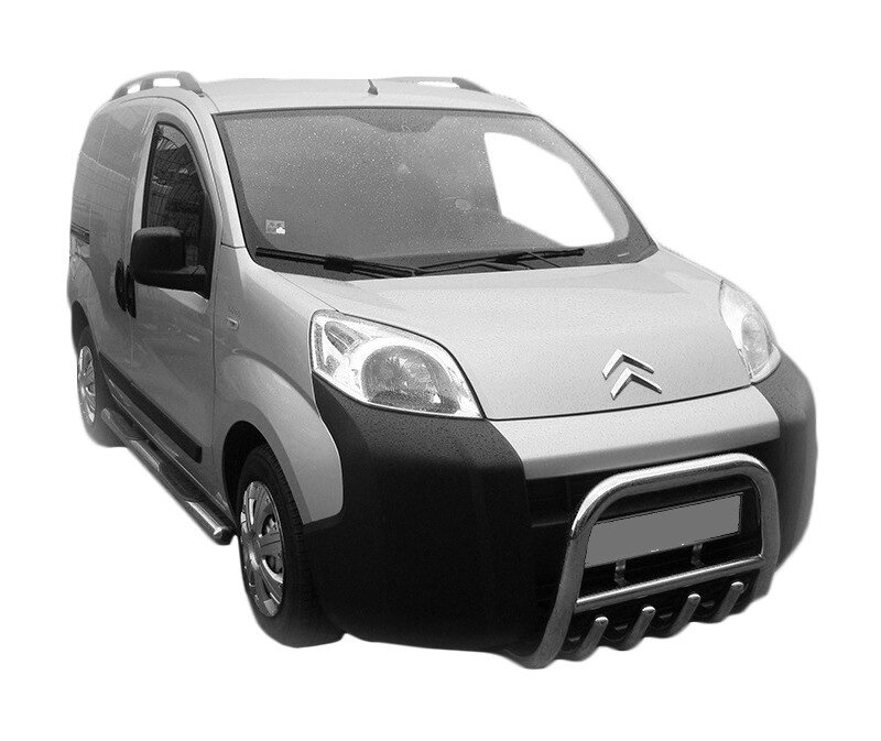 Кенгурятник з перемичкою і грилем QT006 (нерж.) для Fiat Fiorino/Qubo 2008 мм. від компанії AUTOAS - фото 1