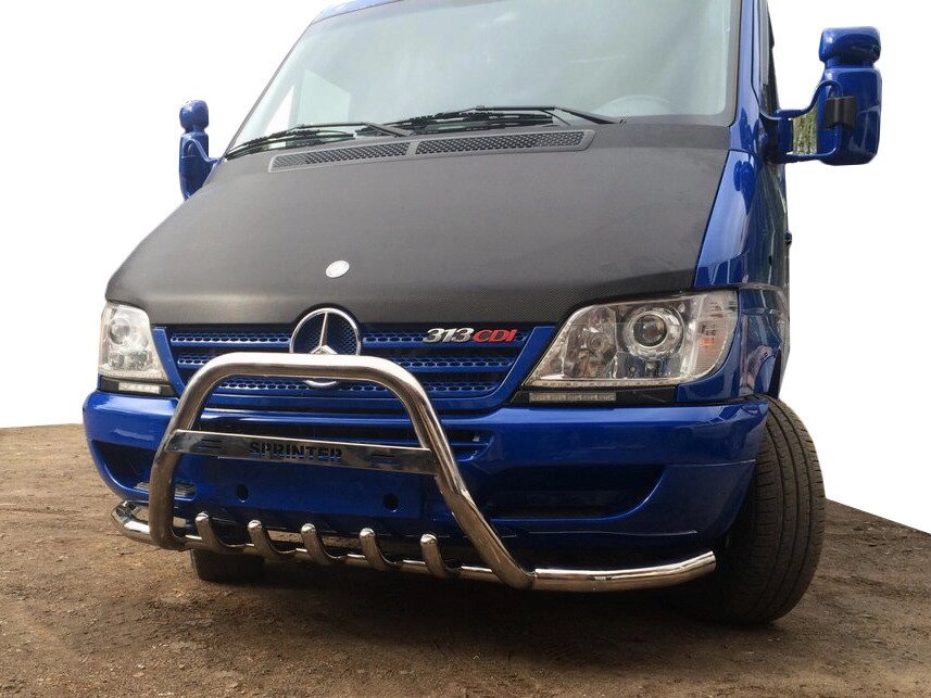 Кенгурятник з вусами (нерж.) для Mercedes Sprinter 1995-2006 років. від компанії AUTOAS - фото 1