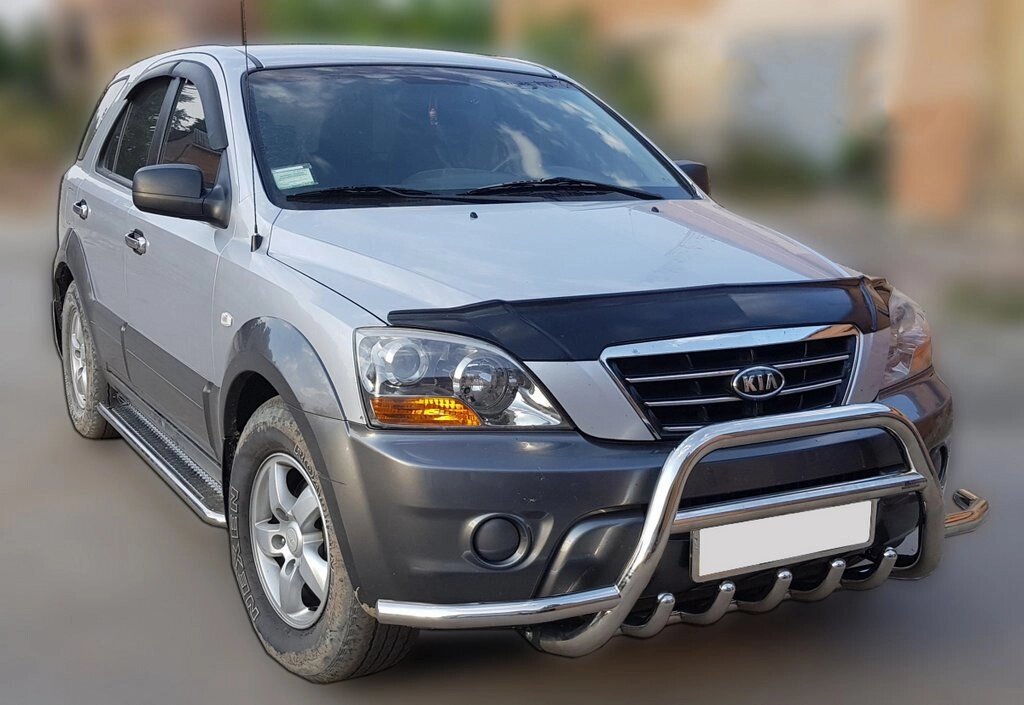 Кенгурятник з вусами WT003 (нерж.) для Kia Sorento 2002-2009 рр. від компанії AUTOAS - фото 1