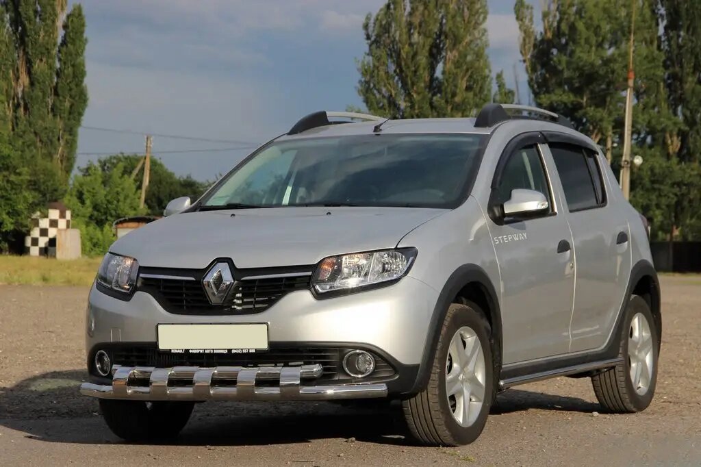 Передній захист бампера (нерж.) для Dacia Sandero 2013-2020 рр. від компанії AUTOAS - фото 1