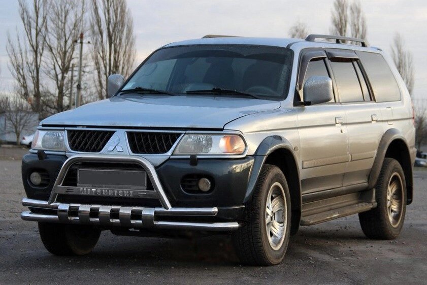 Передня захист ST015-2022WT (нерж) для Mitsubishi Pajero Sport 1996-2007. від компанії AUTOAS - фото 1