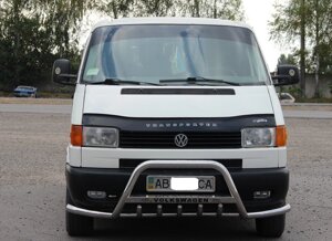 Захист переднього бампера - Кенгурятник Volkswagen T4 (90-03) з логотипом, вусами та грилем