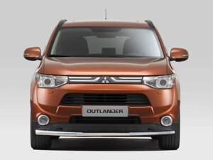 Захист переднього бампера (одинарна нержавіюча труба - одинарний ус) Mitsubishi Outlander (12-14)