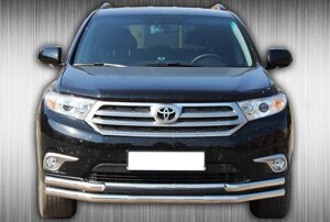 Захист переднього бампера ВУС подвійний Toyota Highlander 2010-2013 Кенгурятник дуги пороги