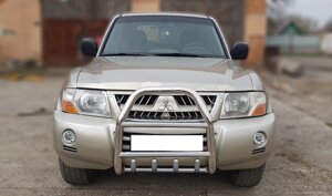 Кенгурятник високий з двома перемичками і грилем для Mitsubishi Pajero Wagon III 2000-2006