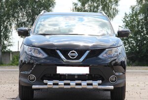 Захист переднього бампера ВУС подвійний SHARK Nissan Qashqai 14-17 06-13 17+ кенгурятник дуги пороги