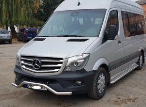 Захист переднього бампера (одинарна нержавіюча труба - одинарний ус) Mercedes-Benz Sprinter (06-14)